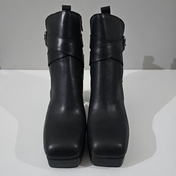 Jeffrey Campbell Amuse Ankle Boot Womens 10 Black Leather Platform High Heel - Picture 5 of 16